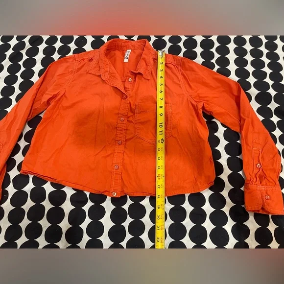 Intimately FREE PEOPLE Cropped Orange Button Down, sz XS - Picture 2 of 4